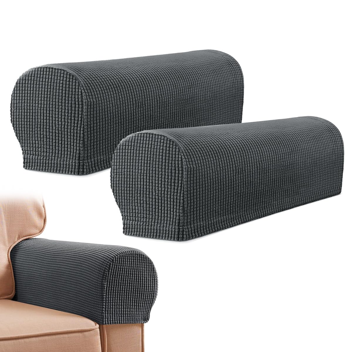 HASTHIP 2Pcs Stretch Armrest Covers Spandex Arm Covers, Soft Stretch Plush Armrest Covers for Chairs Couch Sofa Armchair Slipcovers Recliner Sofa, L HASTHIP 2Pcs Stretch Armrest Covers Spandex Arm Covers, Soft Stretch Plush Armrest Covers for Chairs Couch Sofa Armchair Slipcovers Recliner Sofa, L